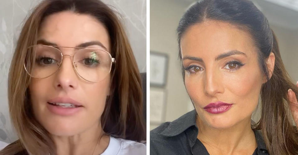 L: Home and Away's Ada Nicodemou talks to fans with glasses on. R: Selfie of Ada Nicodemou