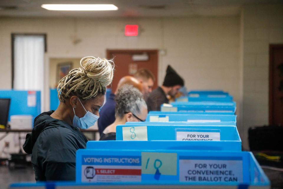 Voters cast their ballots on Tuesday at the Progressive Recreation Center in Garden City.