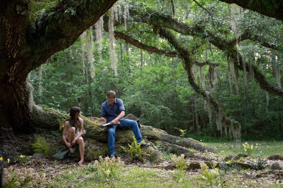 Daisy Edgar-Jones, left, and Taylor John Smith in a scene from “Where the Crawdads Sing.” The book and movie are set in North Carolina, though the movie was filmed in Louisiana.