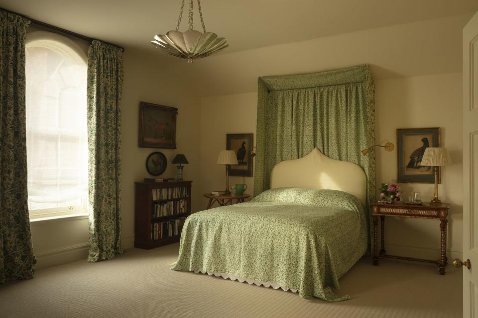a bedroom with a large bed