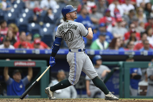 August 3, 2016: Toronto Blue Jays third baseman Josh Donaldson (20) in the  dugout during the fourth inning of the Major League Baseball game between  the Toronto Blue Jays and the Houston