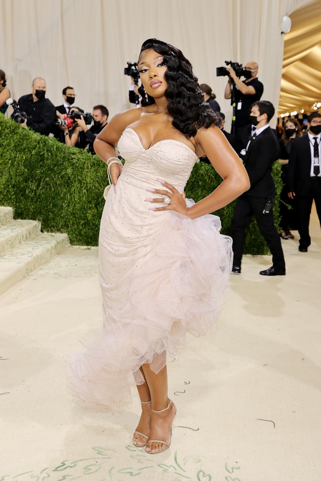 Megan Thee Stallion attends The 2021 Met Gala Celebrating In America: A Lexicon Of Fashion at Metropolitan Museum of Art on Sept. 13, 2021 in New York.