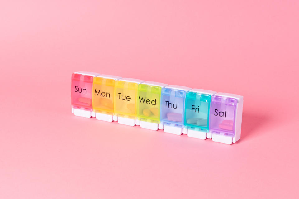 A weekly pill container