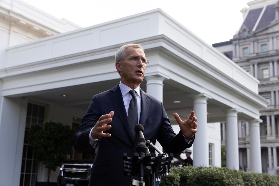 Nato secretary general Jens Stoltenberg visits the White House (EPA)