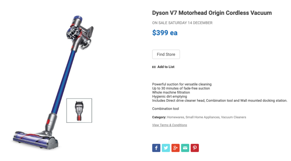 Dyson V7 Motorhead cordless vacuum cleaner on sale at Aldi.