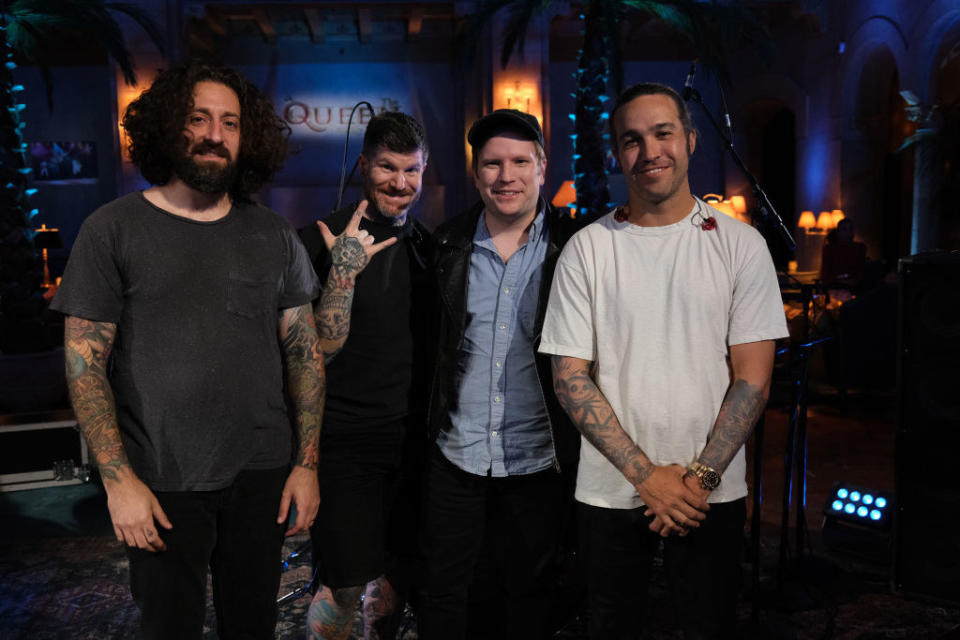 Fall Out Boy Members Patrick Stump, Joe Trohman, Pete Wentz, and Andy Hurley pose in "The Queen Family Singalong"