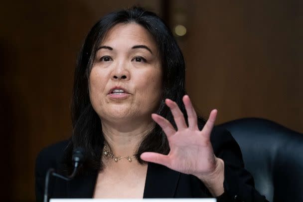PHOTO: Julie Su, of Calif., speaks during a hearing of the Senate Health, Education, Labor and Pensions Committee for her to be Deputy Secretary of Labor, on Capitol Hill, March 16, 2021, in Washington. (Alex Brandon/AP)