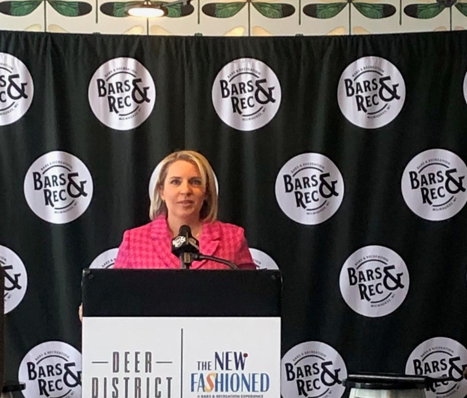 Marla Poytinger, CEO of Bars & Rec, announces amenities and the opening date of the hospitality group's latest venture, The New Fashioned