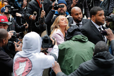 Stormy Daniels enters federal court in the Manhattan borough of New York City, New York, U.S., April 16, 2018. REUTERS/Lucas Jackson