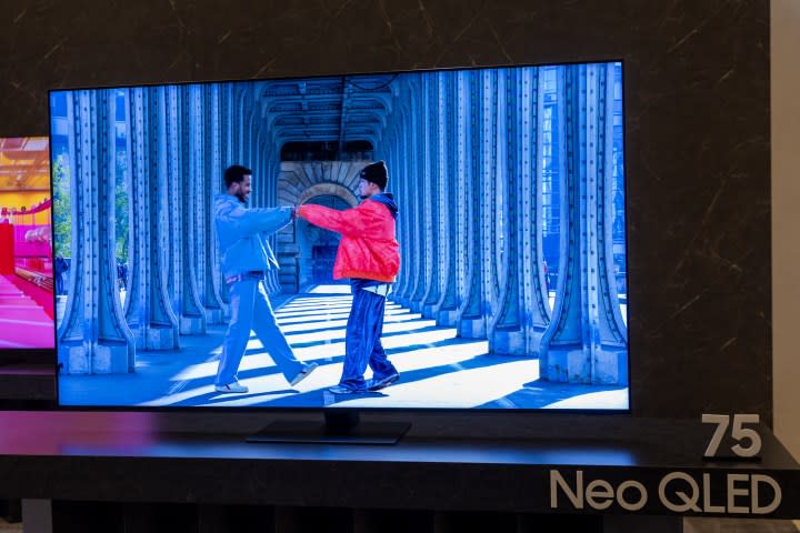 A Samsung Neo QLED 4K TV on display at CES 2024.