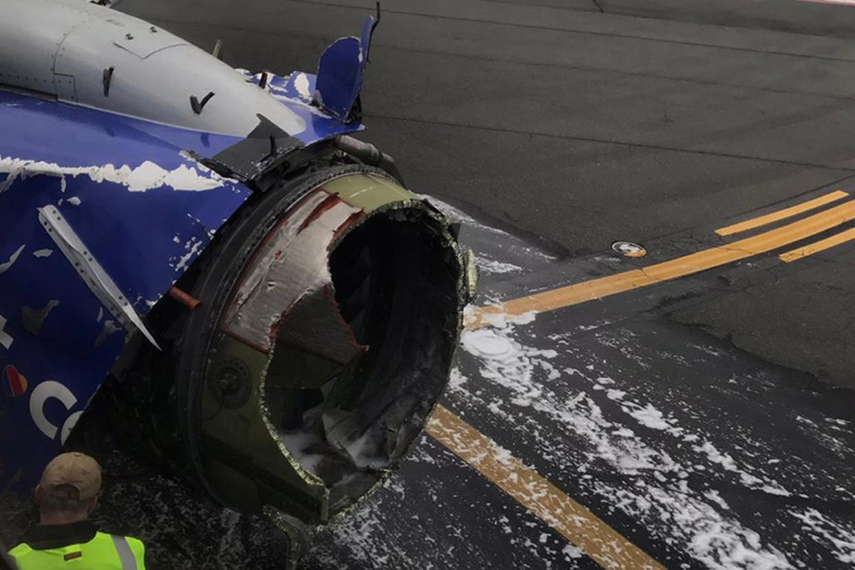 Damage to the Southwest Airlines plane after Jennifer Riordan died when the jet blew an engine at 32,000ft: PA