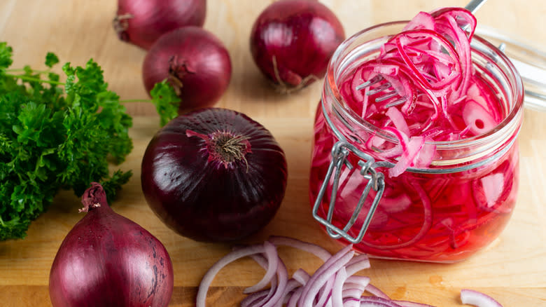 pickled onions in jar