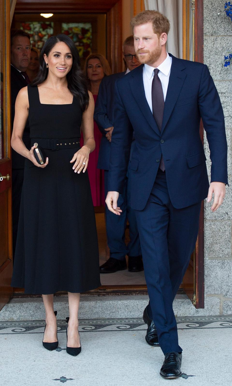 Prince Harry, Duke of Sussex and Meghan, Duchess of Sussex attend a reception at Glencairn, the residence of Robin Barnett, the British Ambassador to Ireland during day one of their visit to Ireland on July 10, 2018 in Dublin, Ireland.