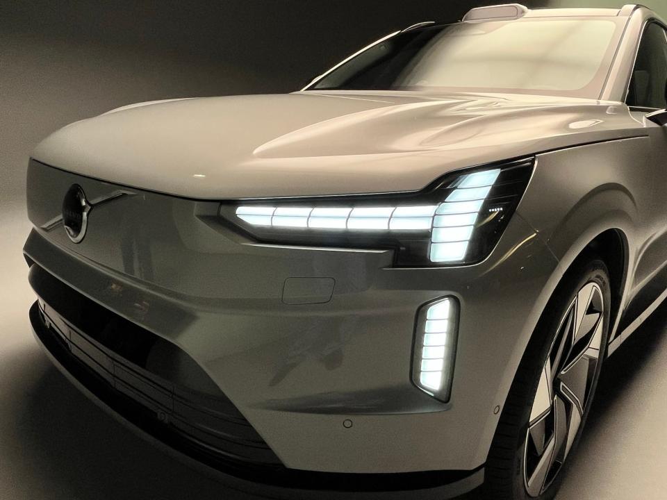 LEDs make the 2024 Volvo EX90 electric SUV's 'Thor's Hammer' headlights visible night and day.