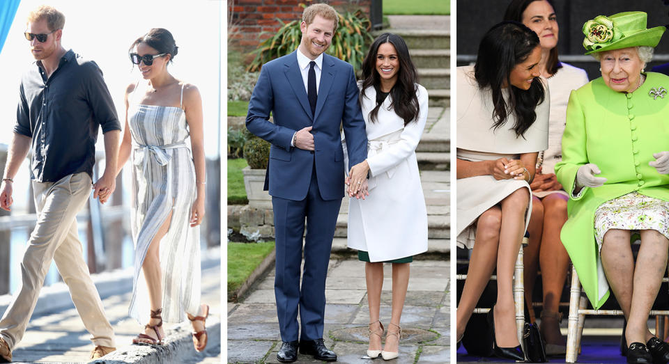 Meghan Markle's been criticised for 'breaking protocol' on numerous occasions, including while wearing a thigh-high split dress in Australia, no tights for her engagement photocall and crossing her legs during an event with the Queen.