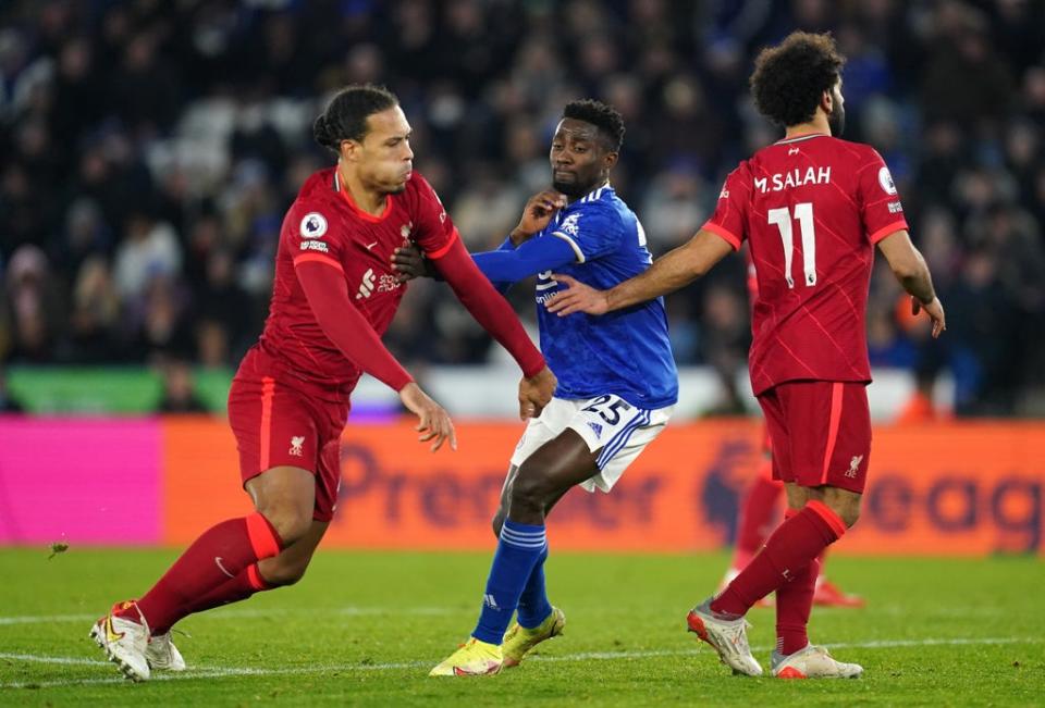 Liverpool’s Virgil Van Dijk (left) could not stop defeat at Leicester (Nick Potts/PA) (PA Wire)