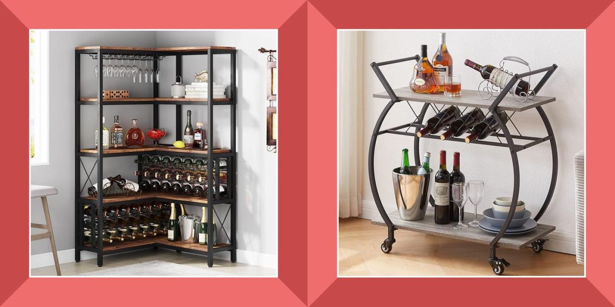 tribesigns large corner wine rack, lvb bar cart with wine rack