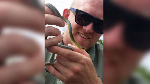 It was an unusual situation for the snake expert, who described it as 'hilarious'. Photo: Facebook