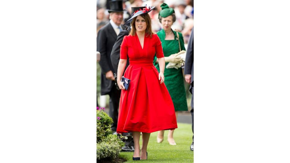 Princess Eugenie in red dress at Ascot