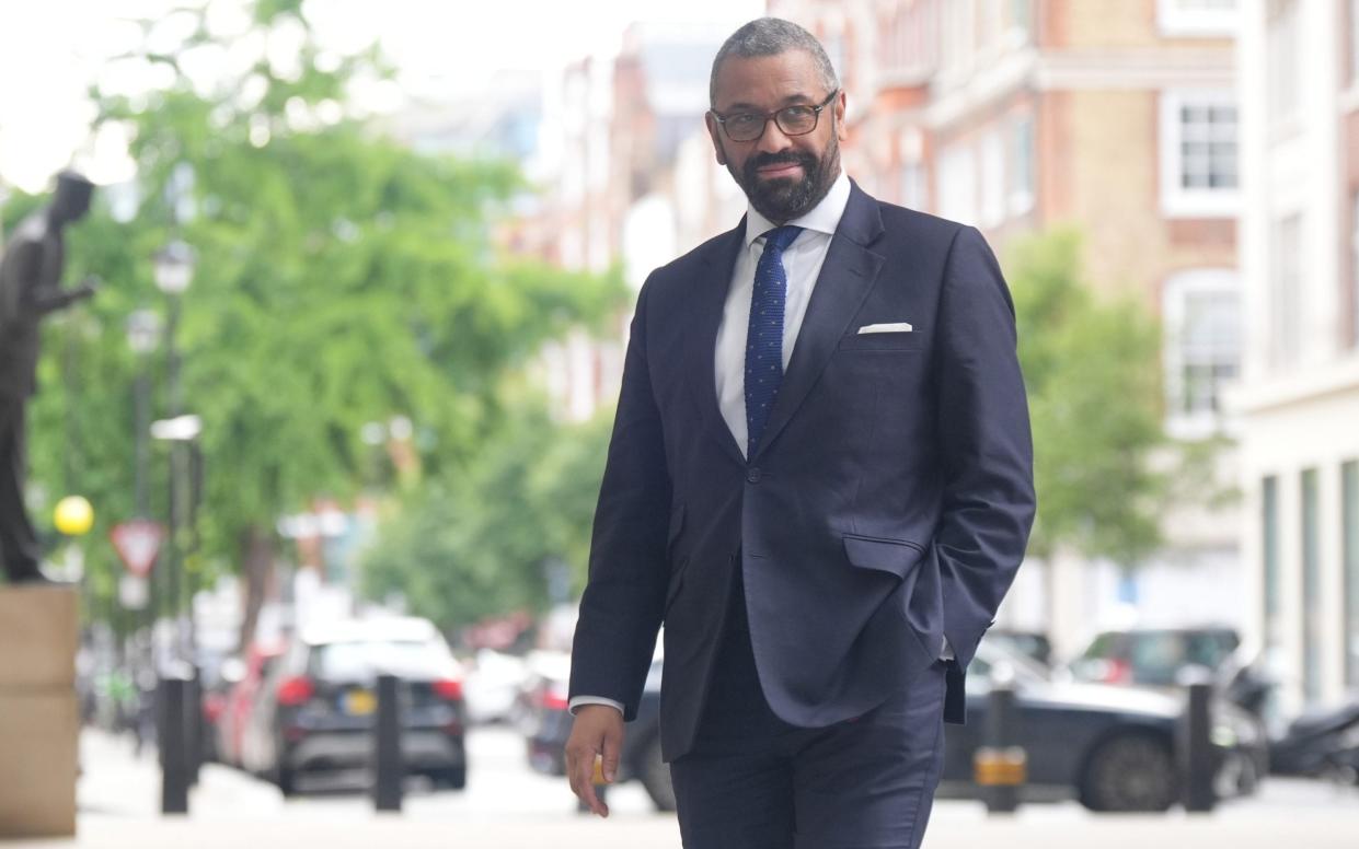 James Cleverly arrives at BBC Broadcasting House in London before appearing on Sunday with Laura Kuenssberg