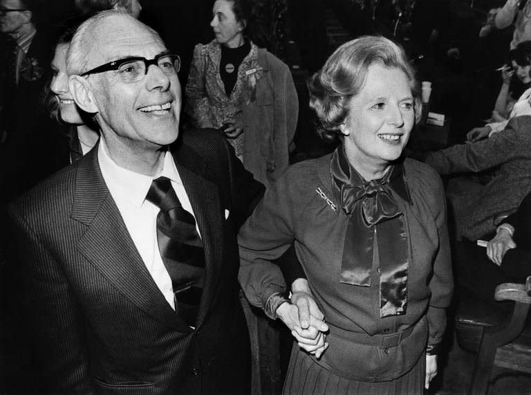 A picture taken on May 1979 shows former British Prime minister Margaret Thatcher, and her husband Denis. Thatcher, the controversial "Iron Lady" who shaped a generation of British politics and was a pivotal figure in the Cold War, has died following a stroke. She was 87