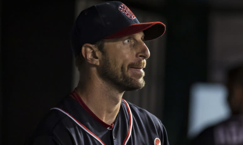 max scherzer in the nats dugout