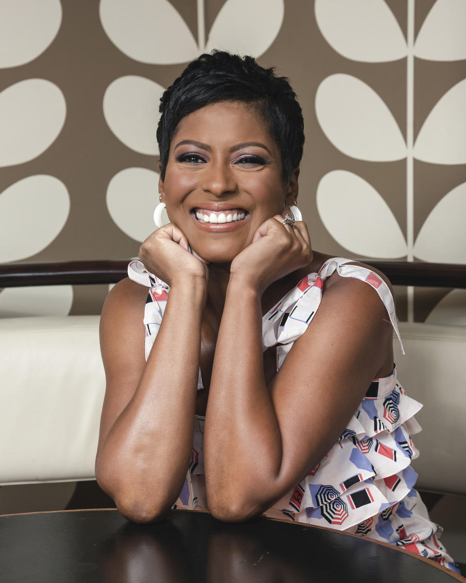 This Aug. 8, 2019 photo shows former NBC "Today" show co-host, Tamron Hall, posing for a portrait at Ruby's Vintage Harlem in New York to promote her self-titled syndicated talk show, premiering Sept. 9. (Photo by Christopher Smith/Invision/AP)