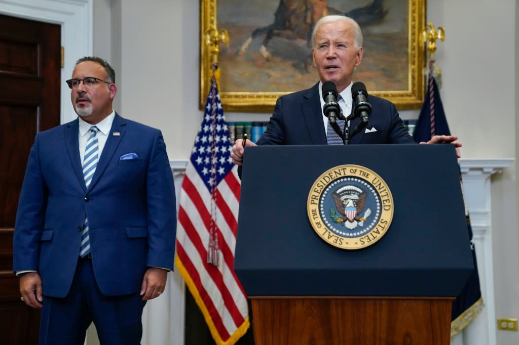 President Joe Biden speaks in the Roosevelt Room of the White House, June 30, 2023, in Washington, D.C., as his administration is moving forward on a new student debt relief plan after the Supreme Court struck down his original initiative. (AP Photo/Evan Vucci, File)