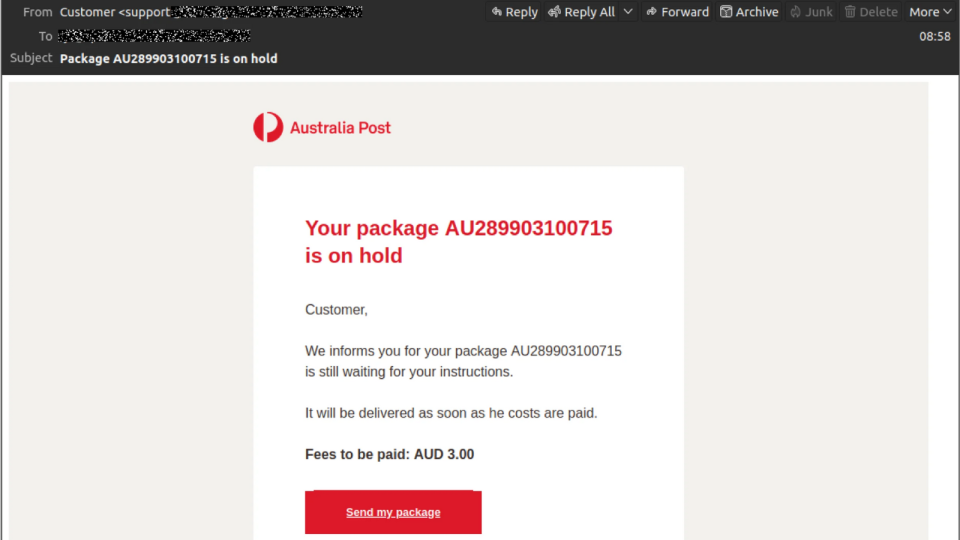 Australia Post email scam