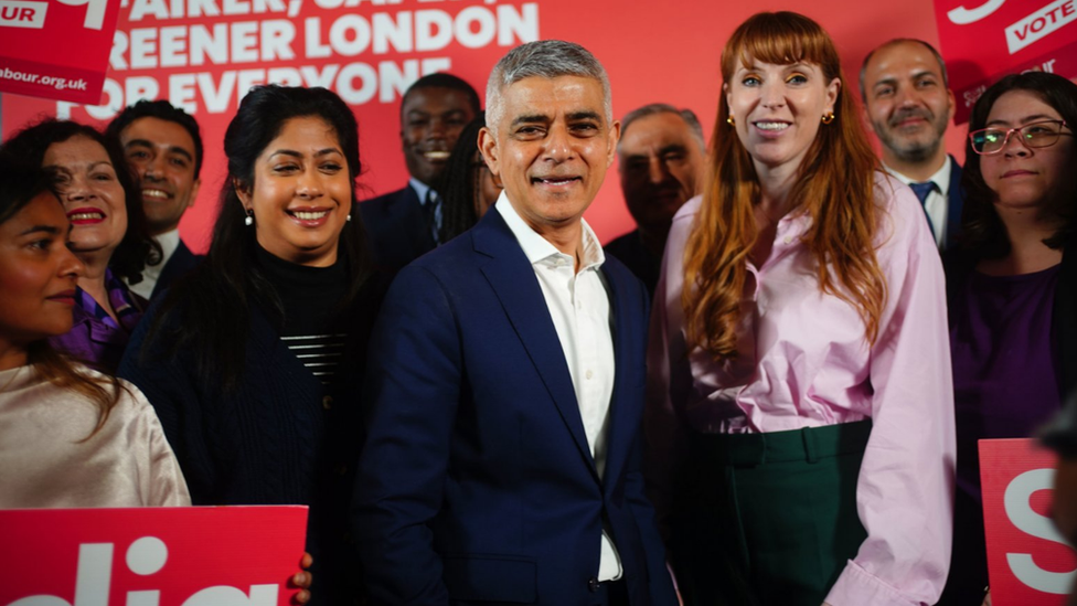 Mayor of London Sadiq Khan with Labour Party deputy leader Angela Rayner, following a policy announcement during his speech at the Design District in Greenwich