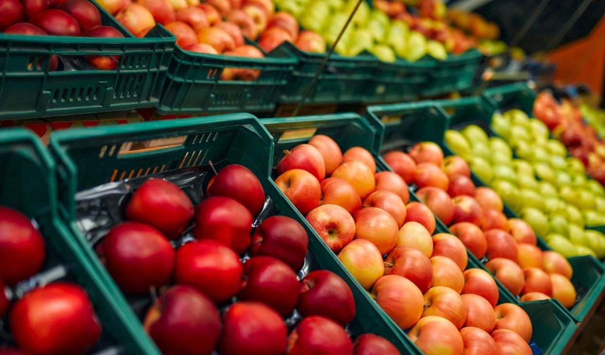 at the fruit and vegetable store