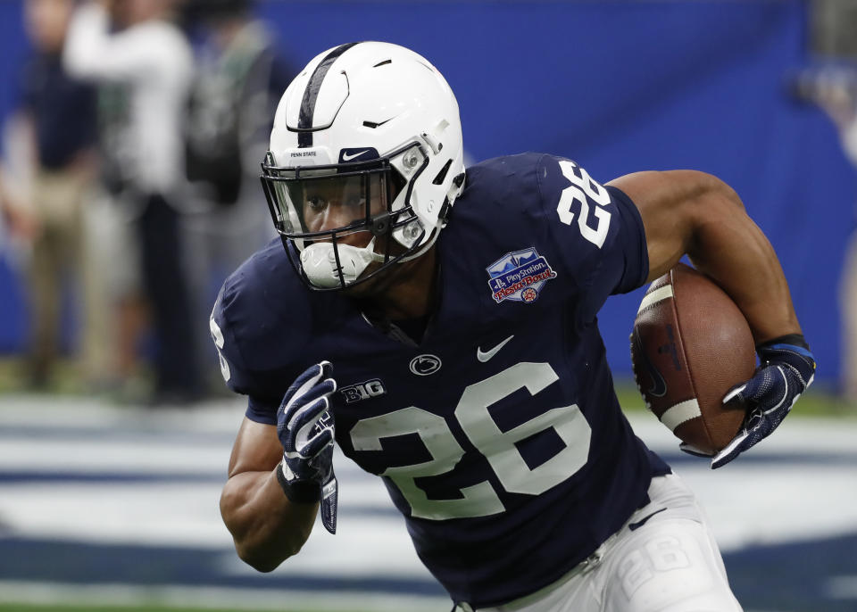 Penn State running back Saquon Barkley picked Roc Nation Sports as his agent. (AP)