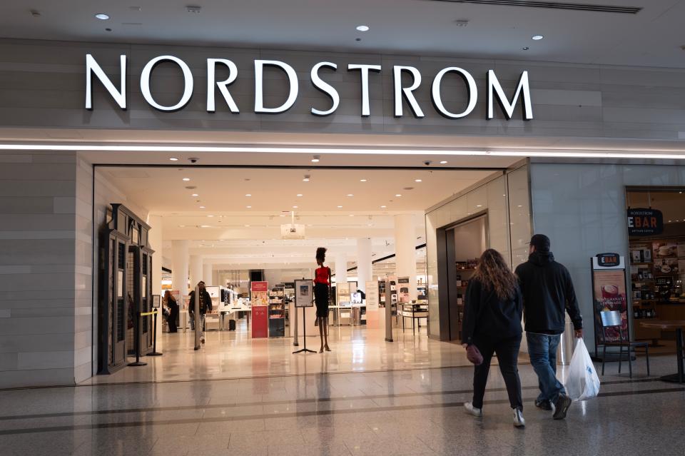 A sign marks the location of a Nordstrom store in a shopping mall on March 20, 2024, in Chicago, Illinois.