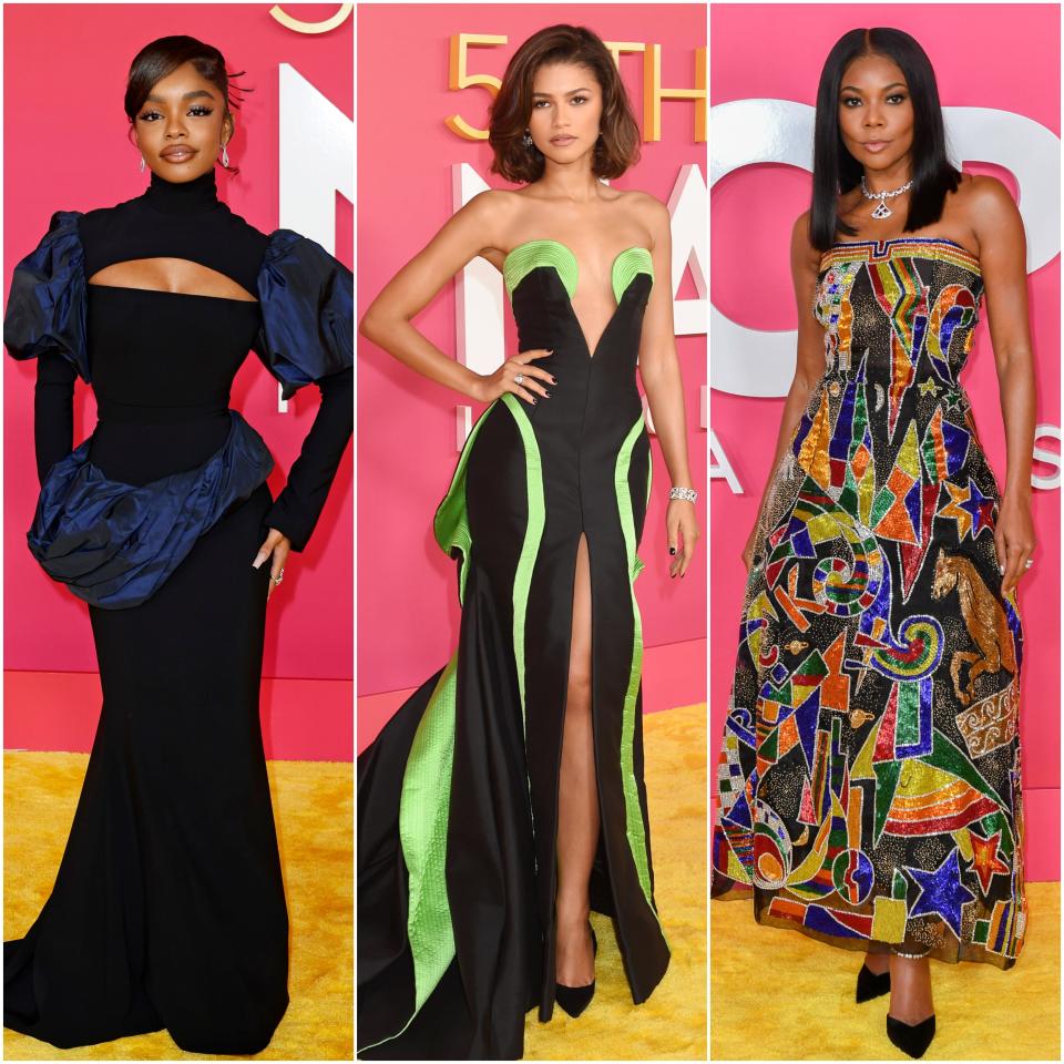 Marsai Martin, Zendaya, and Gabrielle Union 2023 NAACP Image Awards red carpet