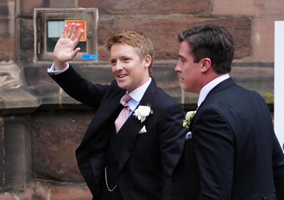 Hugh Grosvenor, Duke of Westminster,,waves as he arrives at Chester Cathedral (Peter Byrne/PA Wire)