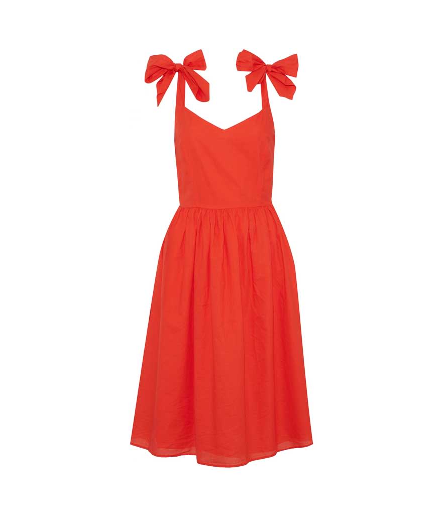 A-line tangerine bow-strap dress (Photo: Iris & Ink/The Outnet)