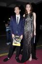 IC Mendoza and Divine Lee pose for photographers during the 26th Star Awards for TV held at the Henry Lee Irwin Theater in Ateneo De Manila University on 18 November 2012. (Angela Galia/NPPA images)