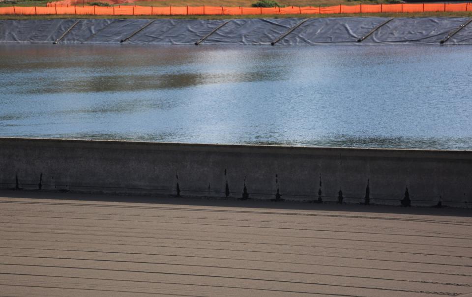 Slow sand filtration systems are used to filter raw river water from the North Santiam River at the Geren Island water treatment facility.