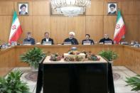 Iranian President Hassan Rouhani speaks during the cabinet meeting in Tehran