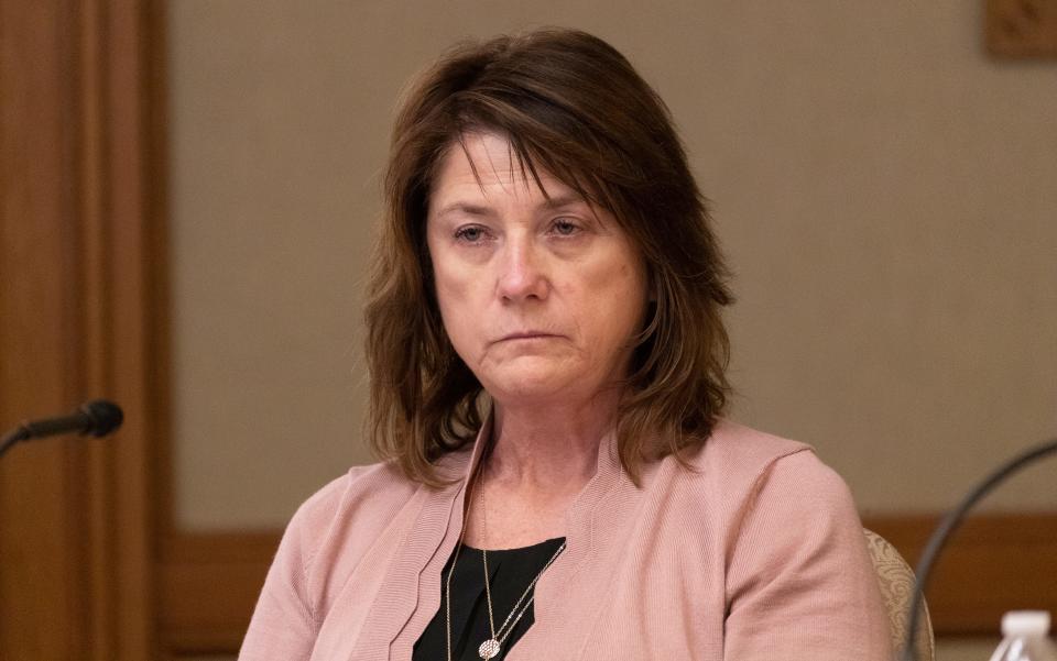 Sen. Mary Felzkowski, R-Irma, is shown during a meeting of the Joint Finance Committee Thursday, May 27, 2021, at the Capitol in Madison.