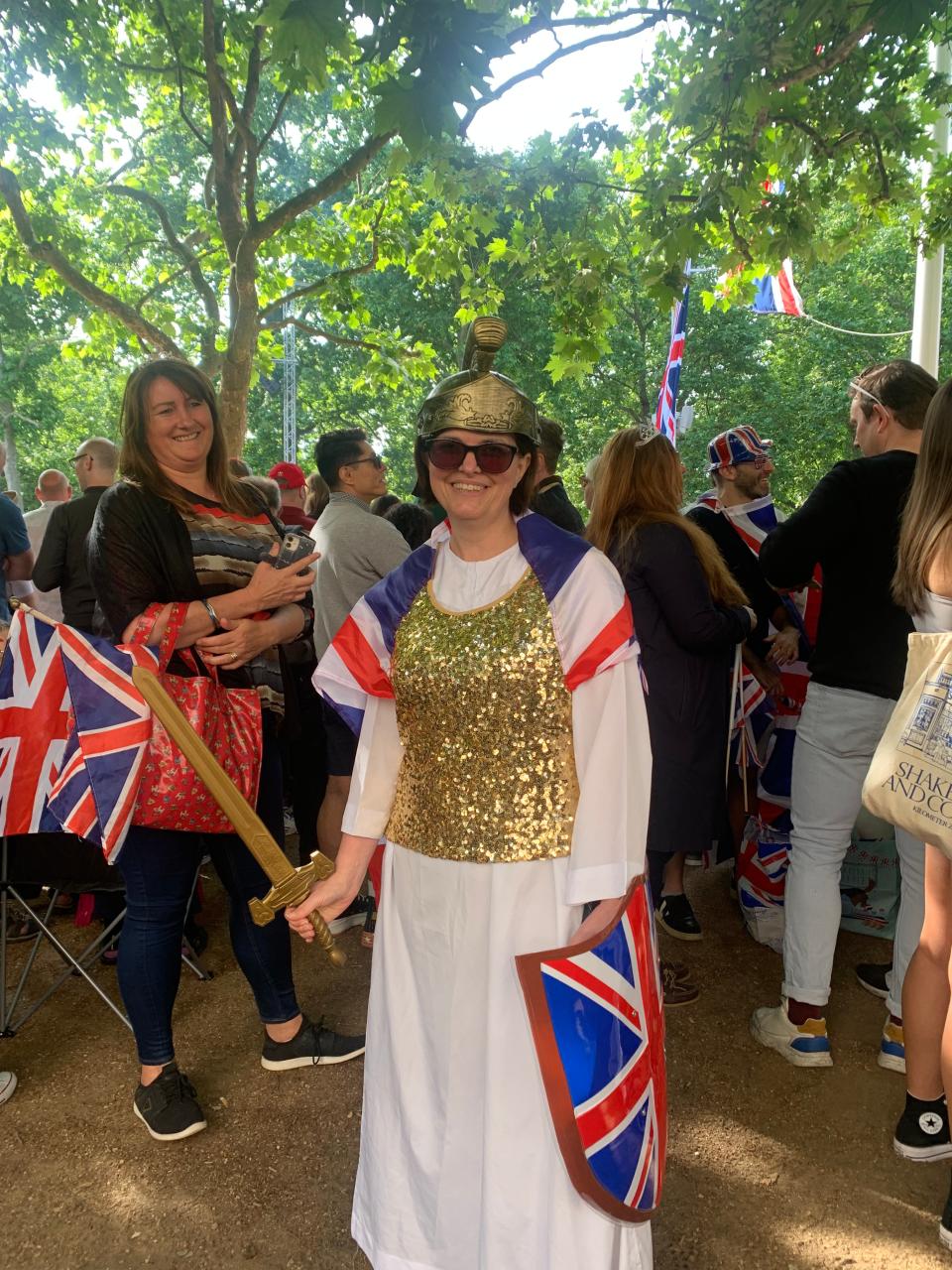 Julie Bennett dressed as Britannia to mark the jubilee celebrations, which many supporters said was a chance to forget previous troubles the country has faced (The Independent)