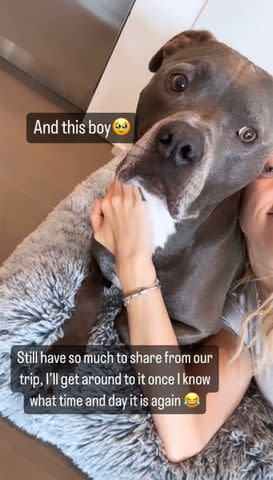 <p>Brittany Mahomes/Instagram</p> Brittany Mahomes hugs steel in another photo posted to Instagram