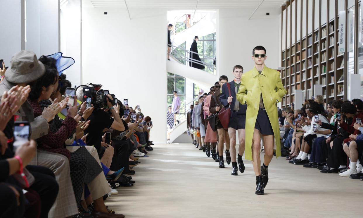 <span>‘Choose your in-seam length’ … Gucci at Milan fashion week.</span><span>Photograph: WWD/Getty</span>