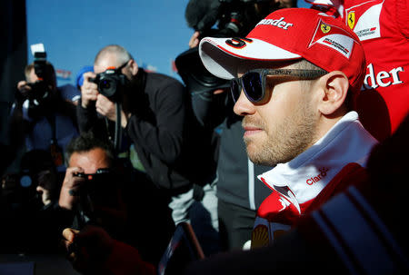 Formula One - Russian Grand Prix - Sochi, Russia - 28/4/16 - Ferrari driver Sebastian Vettel of Germany attends an autograph session. REUTERS/Maxim Shemetov