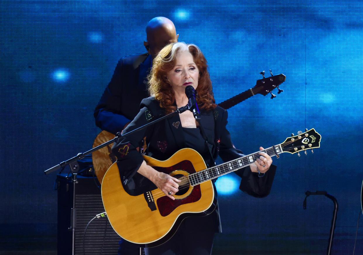 Bonnie Raitt will perform at the Hampton Beach Casino Ballroom on Saturday, April 16. Above she performs at Billboard Women in Music awards earlier this month.