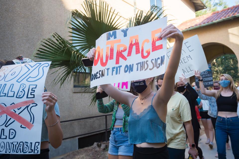 The march lasted over an hour and included testimony from sexual assault survivors.