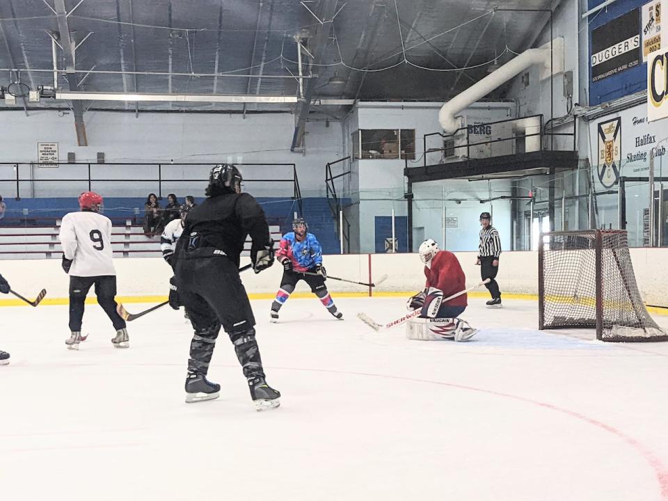 Queer Hockey Nova Scotia is a group run by queer people which hosts hockey pickup games and community events.