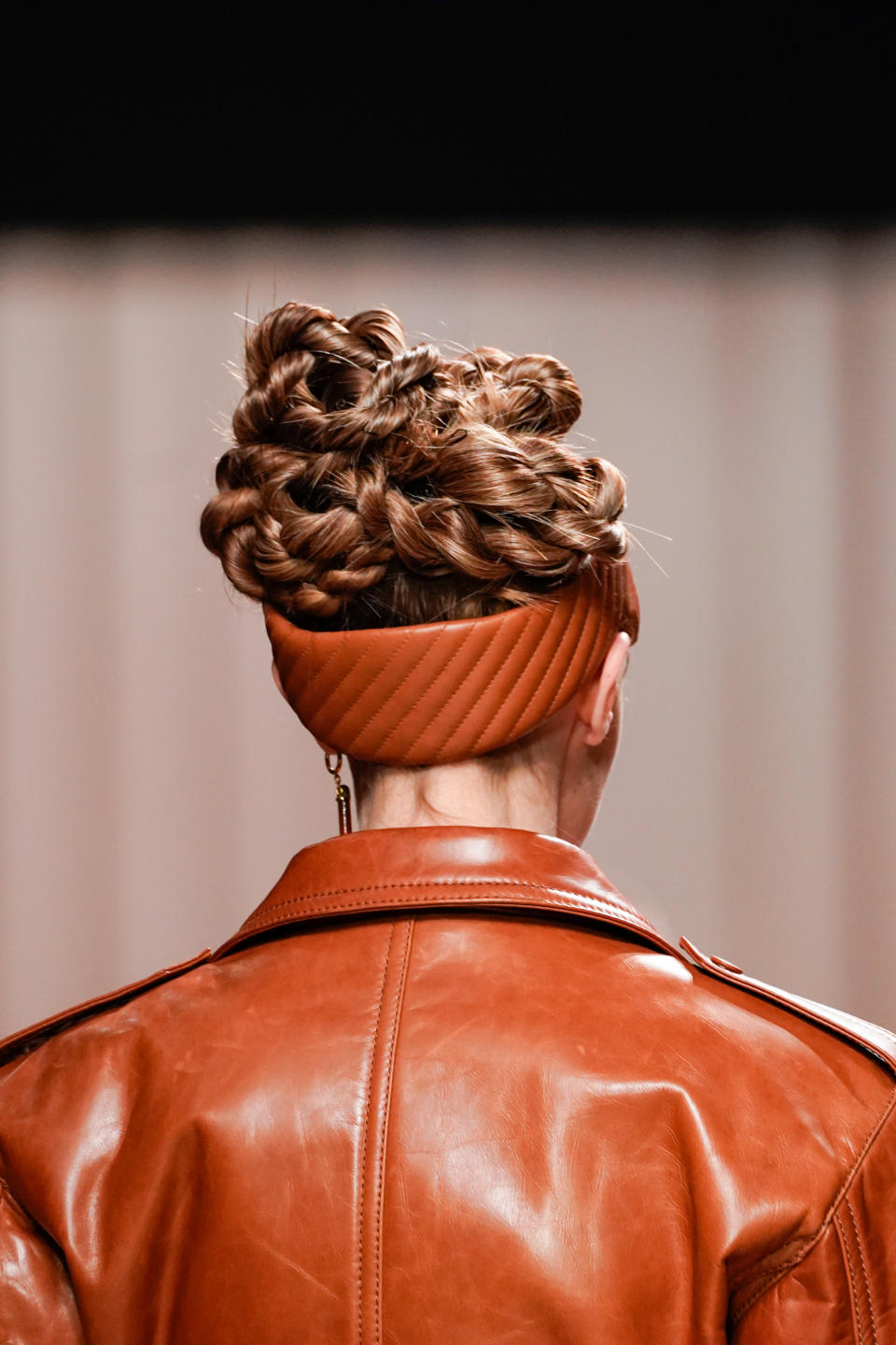 MILAN, ITALY - FEBRUARY 20: A model, hair detail, walks the runway during the Fendi fashion show as part of Milan Fashion Week Fall/Winter 2020-2021 on February 20, 2020 in Milan, Italy. (Photo by Pietro D'Aprano/Getty Images)