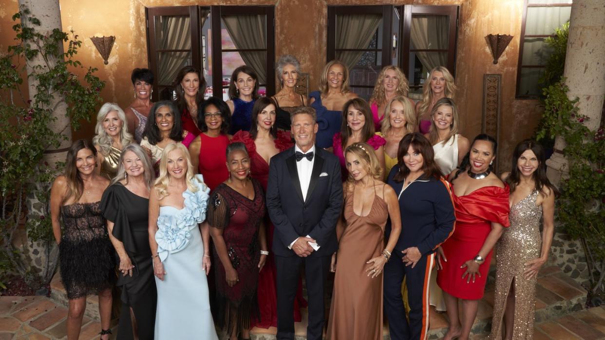 the golden bachelor stars back row susan, anna, kathy, patty, peggy, jeanie, and joanmiddle row edith, marina, sandra, sylvia, faith, christina, and nancyfront row leslie, pamela, ellen, natasha, gerry turner, april, renee, maria, and theresa abccraig sjodin