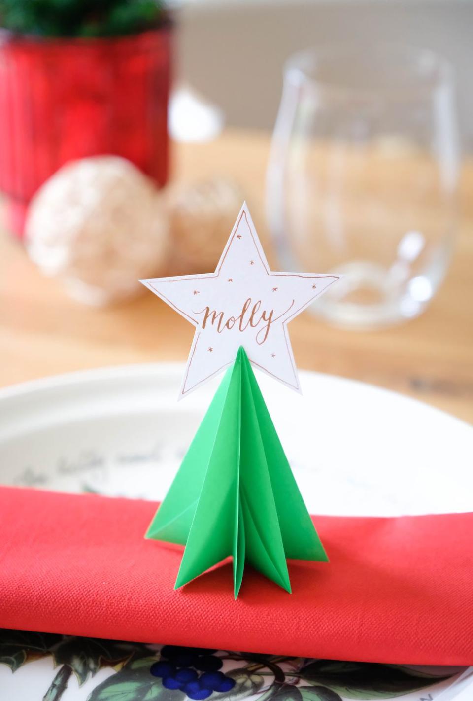 Origami Christmas Tree Place Card